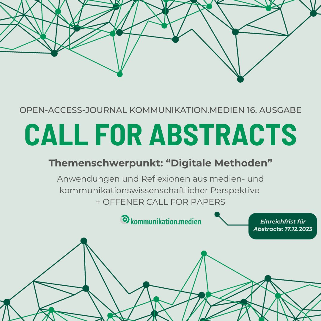 KowiSalzburg's tweet image. Im Masterprojekt kommunikation.medien arbeiten Studierende der KoWi Salzburg bereits an der 16. Herausgabe des Open Access Journals. eplus.uni-salzburg.at/JKM/wiki/call

#kowisalzburg #unisalzburg #openaccessjournal #kommunikationmedien #callforabstracts #callforpapers #digitalmethods