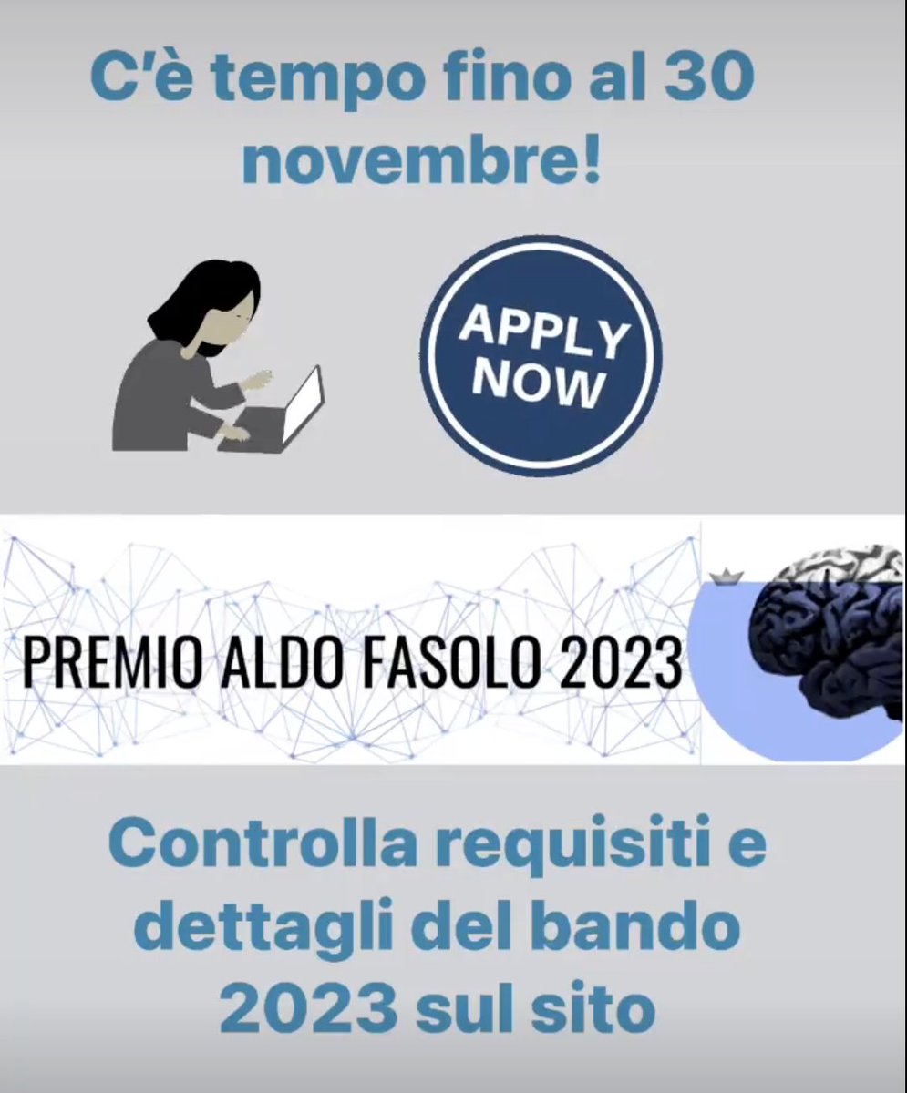 Into_brain's tweet image. 💡Dottorand* e giovani dottor* di ricerca in neuroscienze, state #lavorando al #progetto #scientifico da #divulgare?📽️Premio Fasolo per la comunicazione in neuroscienze 2023.📽️Deadline candidature: 3⃣0⃣NOV ! @CSP_live
maggior sostenitore.
Bando e info: shorturl.at/lFO59