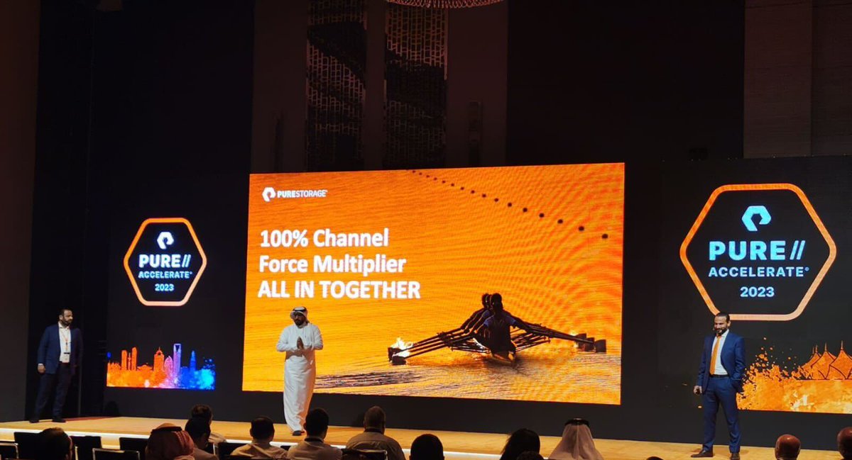 PureStorageMEA's tweet photo. As part of the breakout sessions at #PureAccelerateRiyadh, the Channel Team led by Samer Semaan had an engaging session about "Why Partner with Pure". 🤩 

Hussam Bafeef and Hassan Koura joined Samer on the stage and spoke about how they can support and enable Saudi partners 🦾 https://t.co/Auz1msmOZP