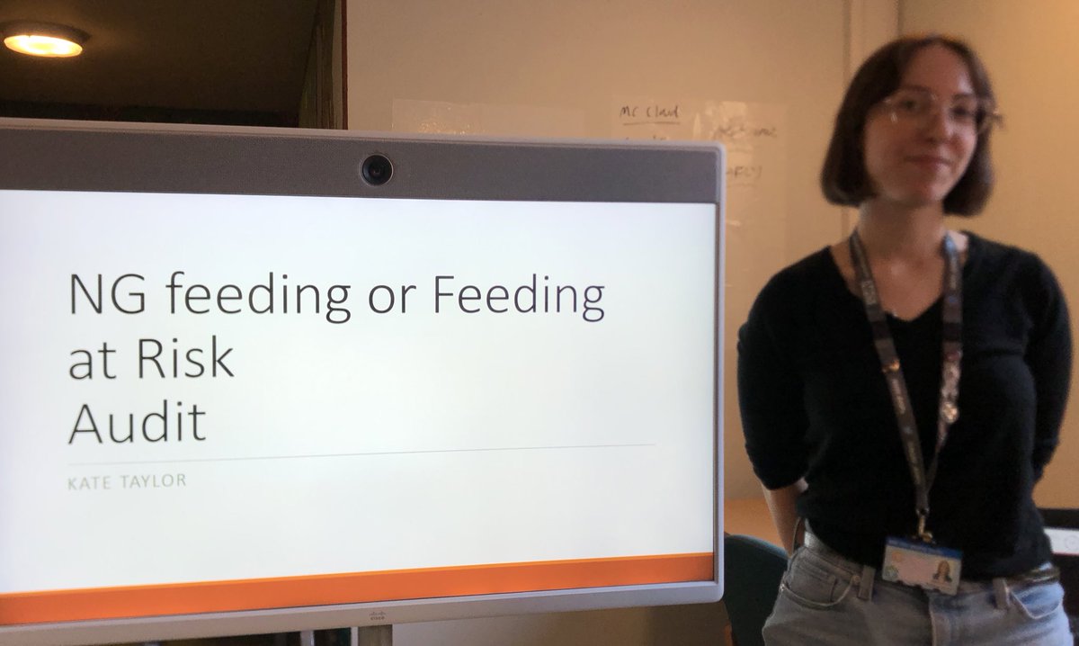 For her AHPD1 project Kate Taylor did an audit looking at NG feeding or patients for whom feeding is at risk, hoping to improve patient outcomes.