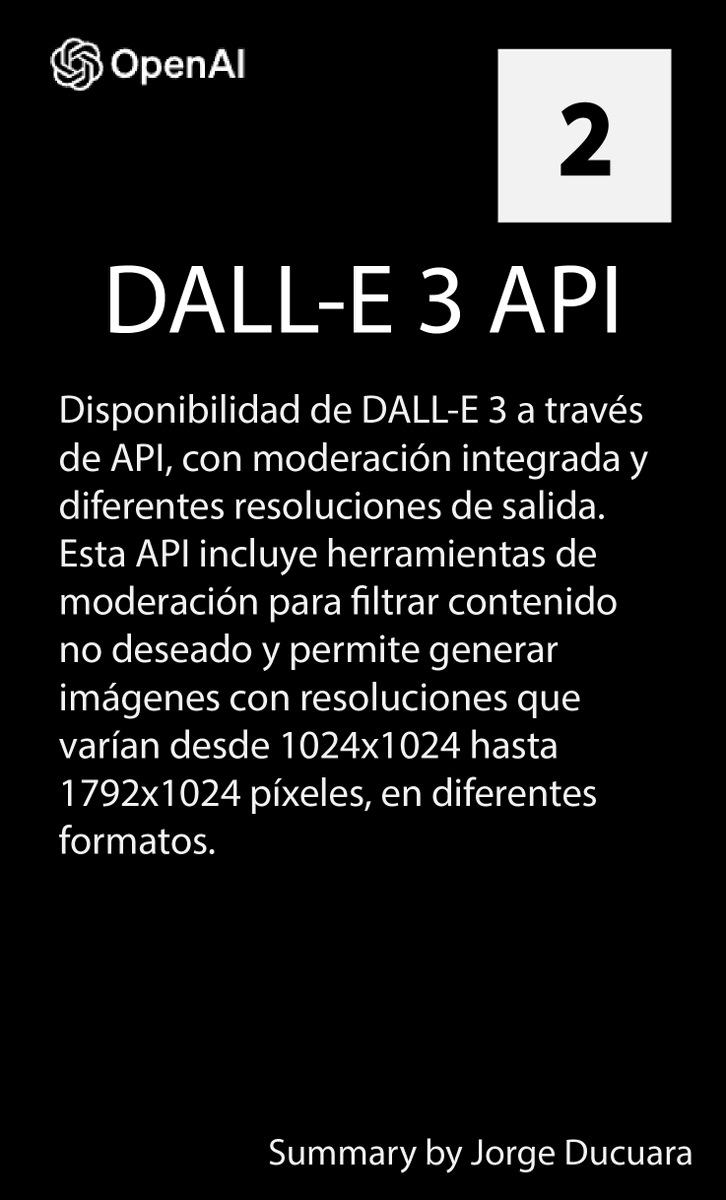 JorgeDucuara's tweet image. 📣 ¡Novedades #ChatGPT! 🚀 Descubre el GPT-4 Turbo y más en el OpenAI DevDay.

🏎️ #GPT4Turbo
🎨 #DALLE3API
🔧 GPT Personalizado
🛒 #GPTStore
Explora cómo #OpenAI está redefiniendo nuestra visión del mundo. 🌐💡

👁️ Lee mi resumen completo. #AI #InnovacionTech #TechNews