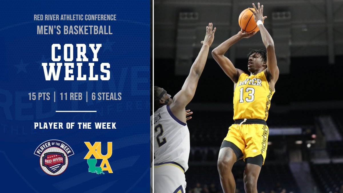 Cory Wells of @xulagold was named the RRAC men's hoops player of the week for Oct. 30-Nov. 5. Story: redriverconference.com/general/2023-2…