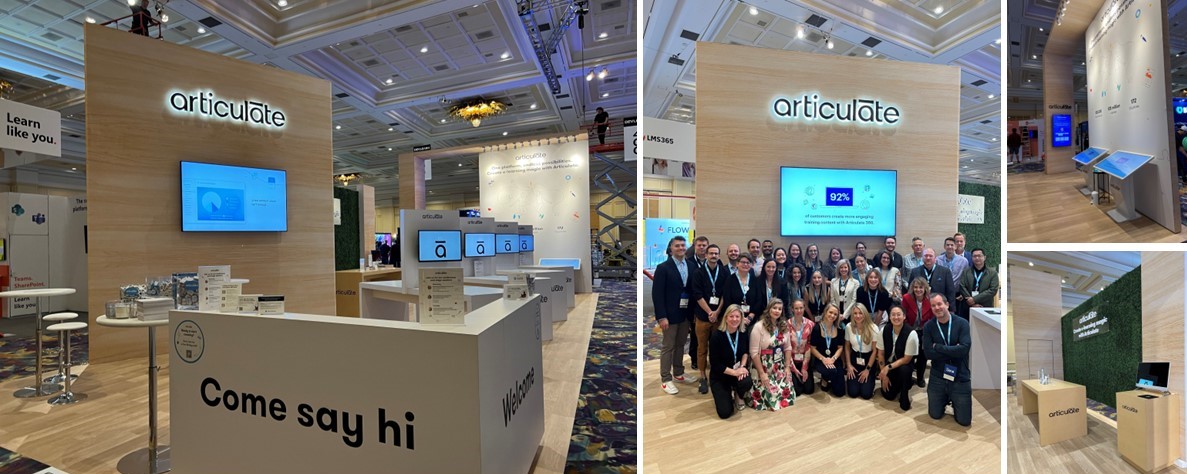 exhibitusinc's tweet image. Our wonderful client, Articulate, recently attended #DevLearn2023. We are proud to work in tandem with innovative & thoughtful clients. Their booth displayed interactive & creative infographics to educate attendees on their industry-leading authoring tools.
#ProudOfOurPartners