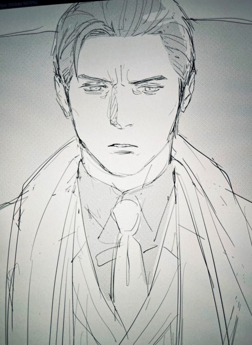 全然絵を描く気が湧かない人が描いた峯義孝だよ 