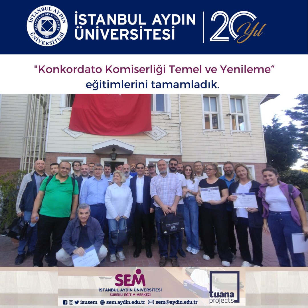 📌Konkordato Komiserliği Temel ve Konkordato Komiserliği Yenileme eğitimlerimizi Kadıköy yerleşkemizde tamamladık. 📌Prof. Dr. Atilla Uyanık ve Prof. Dr. İsmail Kayar Hocamız ile tüm katılımcılarımıza teşekkür ederiz. @IAUKampus @TuanaProjects #konkordatokomiserliği