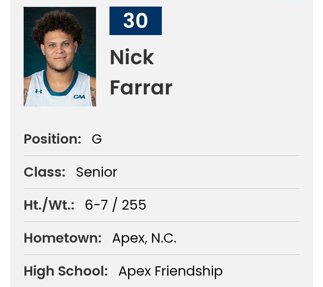 <a href="/NickFarrar15/">Nick Farrar</a> at UNC-Wilmington