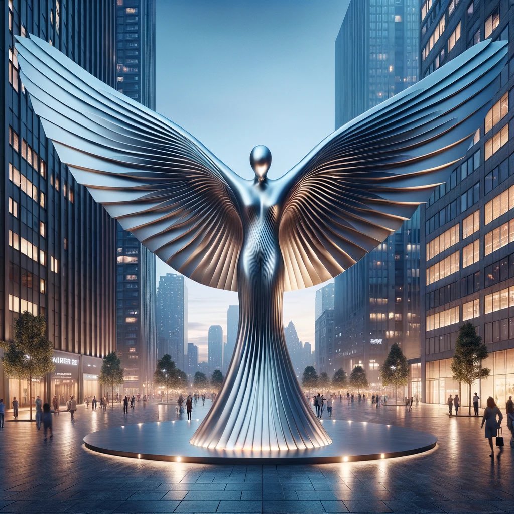 “ Cities of Angels”🪽New joint project with <a href="/PurpleOrangeAI/">Purple Orange AI</a> to create powerful art through sculpture. Designed by <a href="/maximisto/">thestonebringer</a> and <a href="/OpenAI/">OpenAI</a> DALLE-3 using original artworks by <a href="/feeltheline/">Tatyana Markovtsev</a> - stay tuned!

#scupture #artgallery #aiart #urbandesign #3D #angel #city #urban #art #Artist