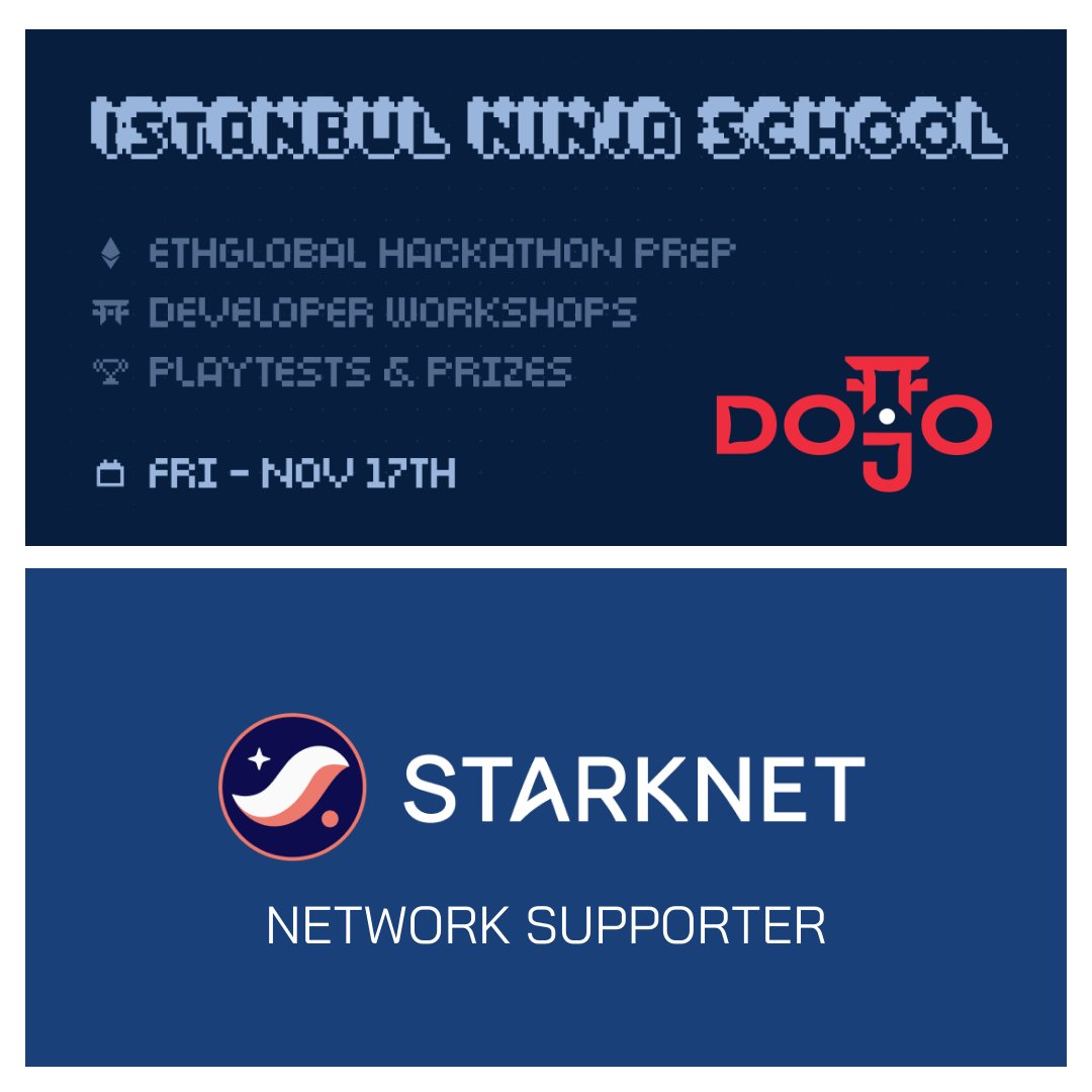 We are proud to support Dojo Ninja School in Istanbul

Who should come to Ninja School?
- Onchain developers
- ETHGLOBAL hackers
- To build onchain games
- Find team members
- Get practical code lessons

Sign up now:
lu.ma/dojo