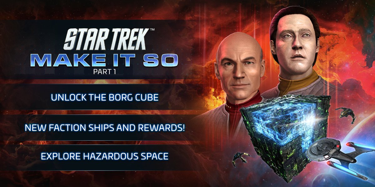 We are excited to bring to you Update 60, Make It So - Part 1. 🚀 Update 60 Includes: The Brand New “Borg Cube” ship, G6 Expansion, New Officers, New Prime Research, New Missions, New Cosmetics, New Battle Pass, and more.
