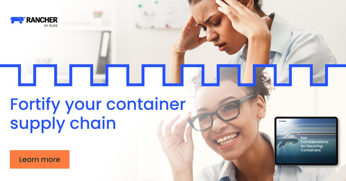 🔐 A secure #container #supplychain is the foundation to scale your business with resiliency. ✅ #RancherbySUSE provides both the solutions and the support to help you fortify your application development pipeline and container supply chain.  
See more: okt.to/fYbIBE