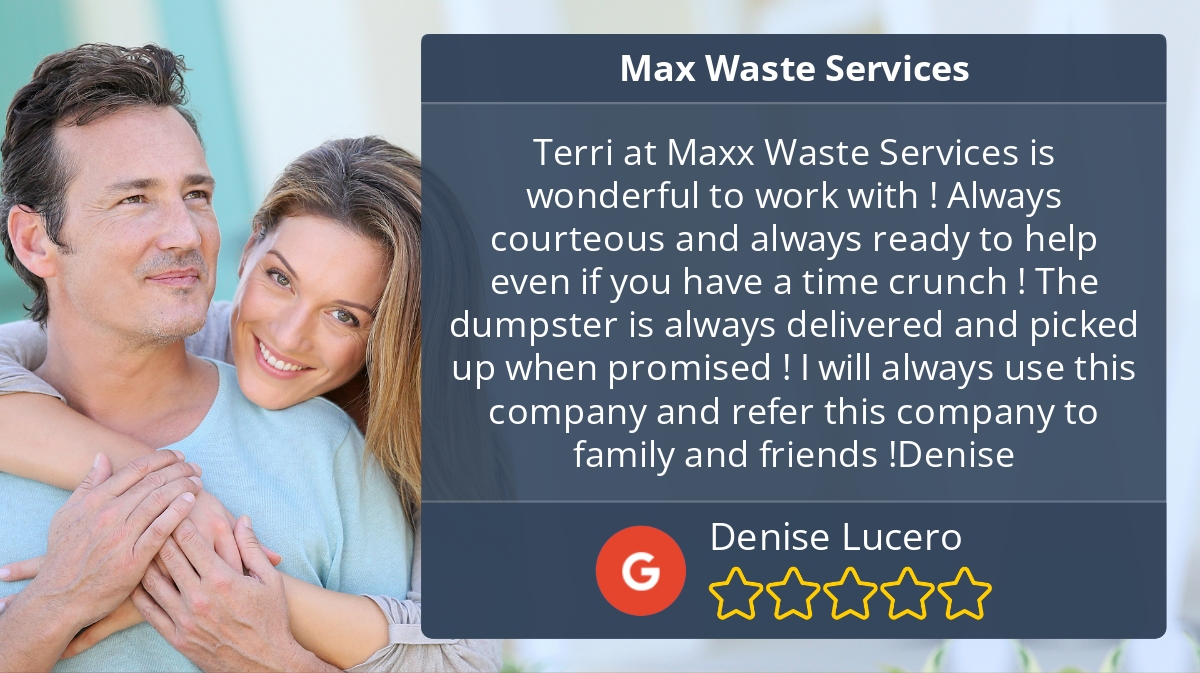 MaxWasteService's tweet photo. 5 Star: Denise L. "..." https://t.co/UQLeIst8A7 https://t.co/C77RwMl5KO