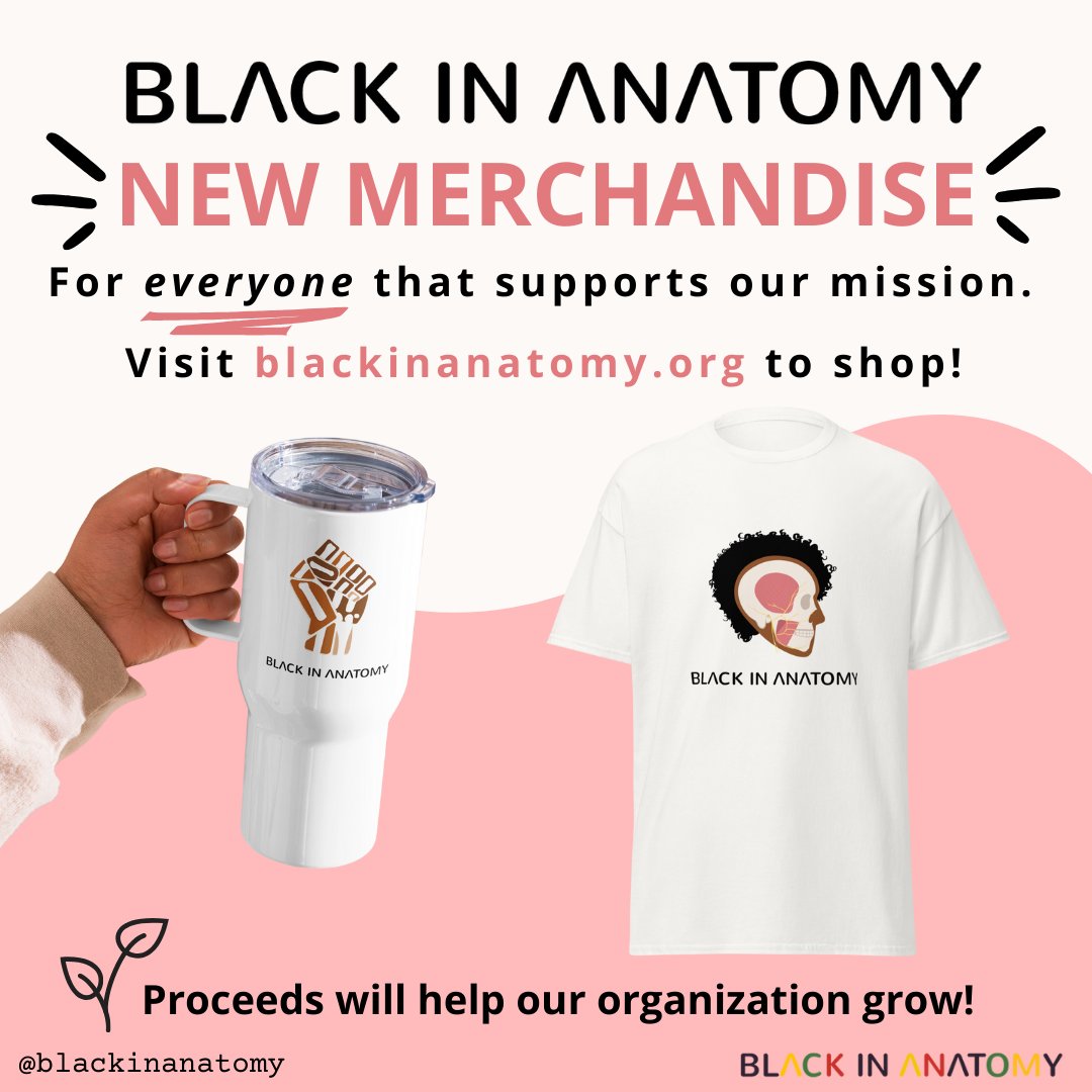 #BlackinAnatMerch is for everyone that supports our mission. Proceeds will help our nonprofit organization grow! Show your support and visit blackinanatomy.org/shop-merch to shop for yourself or someone else! #BlackinAnat #BlackinAnatomy
