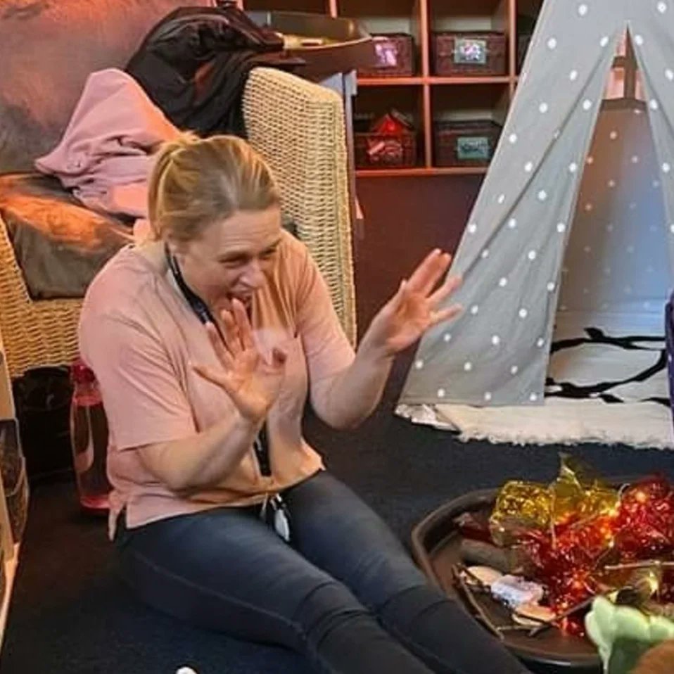 As you can see I'm having a Roarrrsome time reading There's a Dinosaur in Your Book by <a href="/TomFletcher/">Tom Fletcher</a> <a href="/PenguinUKBooks/">Penguin Books UK</a> and Dinosaur Dinners by Benedicte Guettier @Wob_group at an early years setting 🦖📚<a href="/NottsLibraries/">Inspire Nottinghamshire Libraries</a> #storytime #inspirechildren #fun