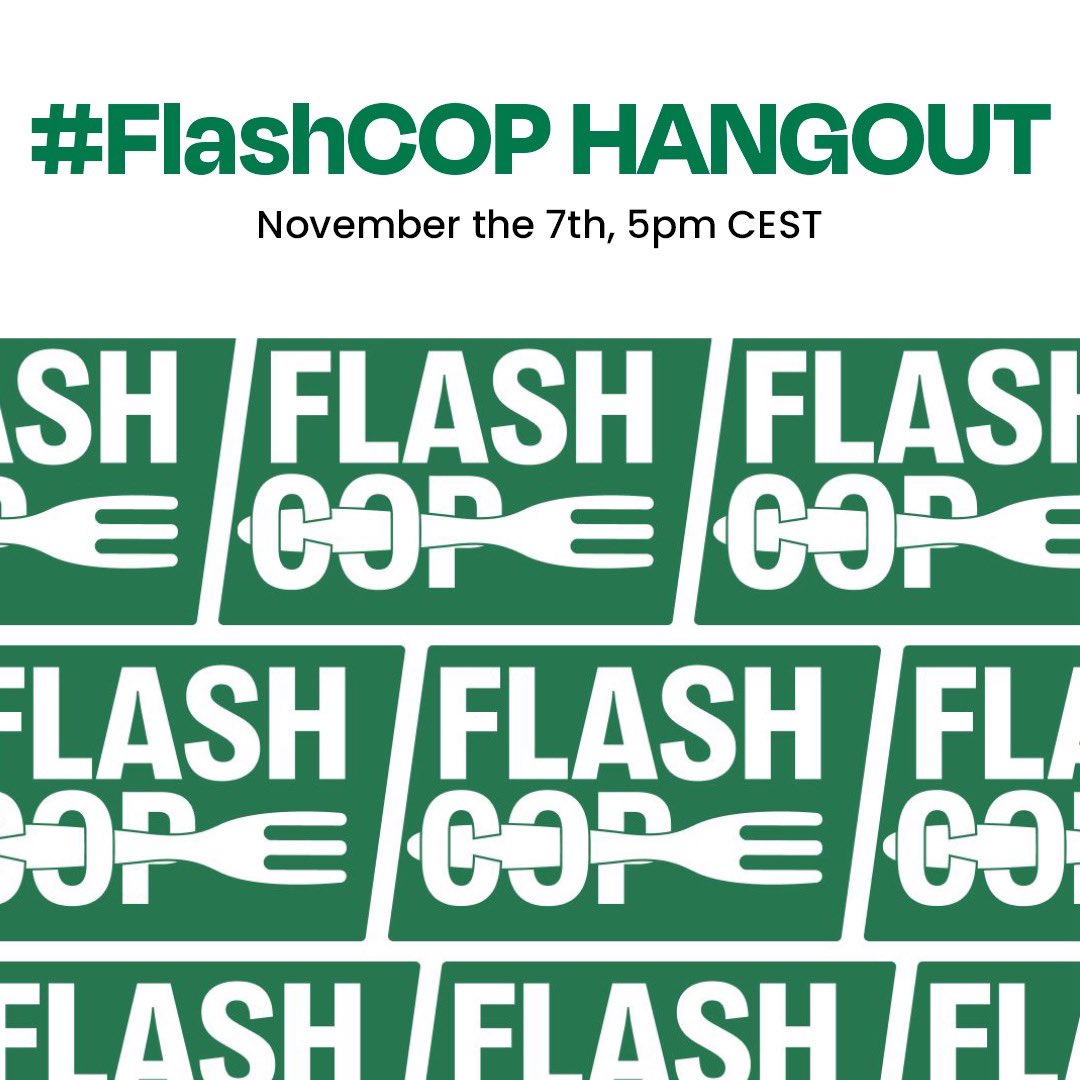 TODAY- 5pm CEST: our #FlashCOP HANGOUT CALL! There’s still a lot we can think about together for your #FlashCOP event and climate tables! Come join the call, even just to have a look! 👀 Join here!! meet.google.com/maw-vuvu-ime