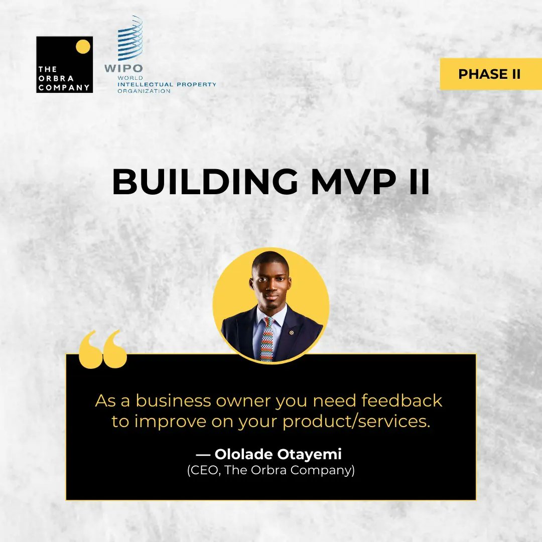Theorbracompany's tweet image. Here are some great tips on &quot;Building your MVP&quot; by @mr_orbra (At World Intellectual Property Organization – WIPO IP LABS Incubation and Acceleration Program 2023: Phase 2)

#orbracompany #orbrainstitute #worldintellectualpropertyorganization #wipo2023 #intellectualproperty