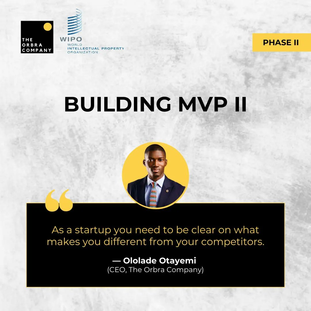 Theorbracompany's tweet image. Here are some great tips on &quot;Building your MVP&quot; by @mr_orbra (At World Intellectual Property Organization – WIPO IP LABS Incubation and Acceleration Program 2023: Phase 2)

#orbracompany #orbrainstitute #worldintellectualpropertyorganization #wipo2023 #intellectualproperty