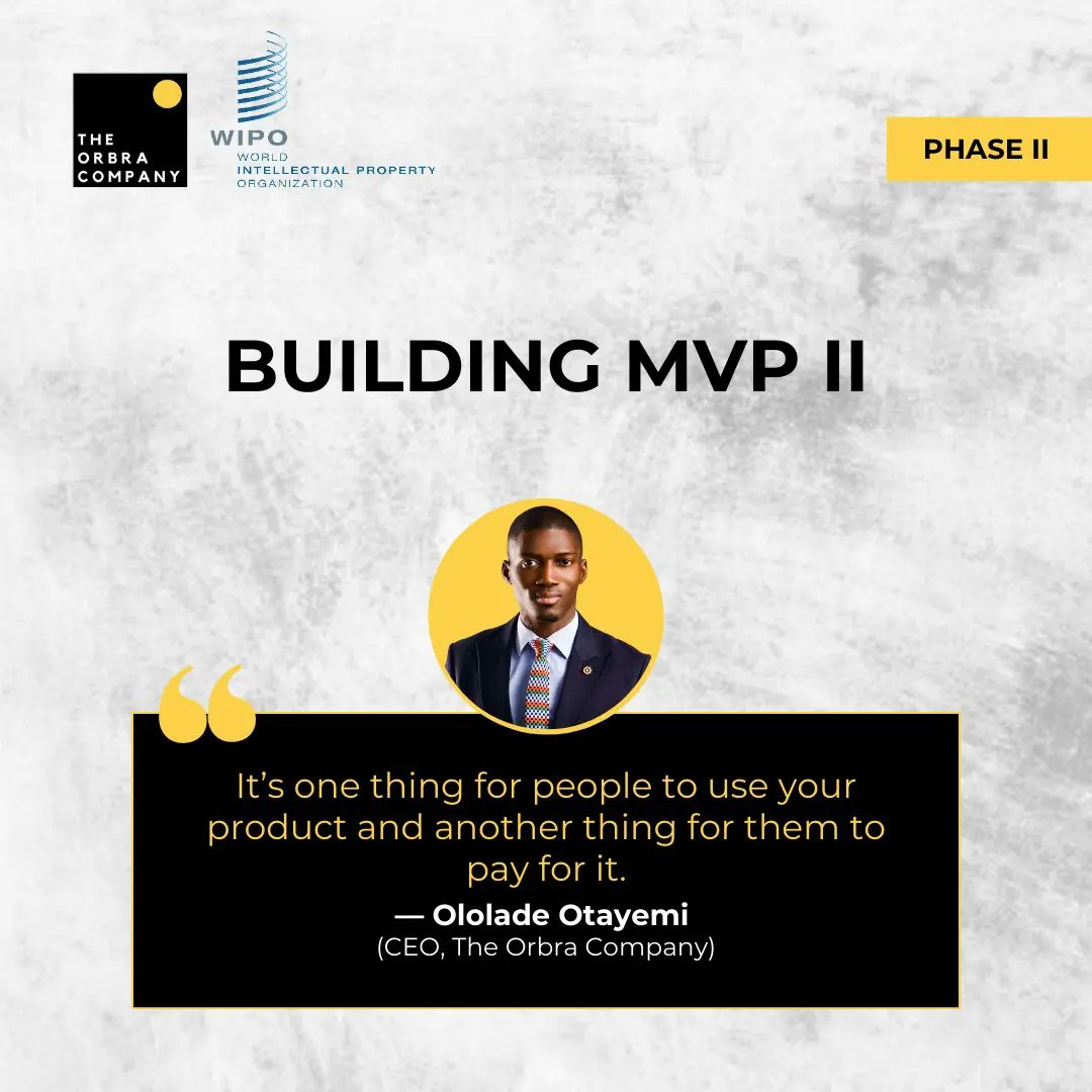 Theorbracompany's tweet image. Here are some great tips on &quot;Building your MVP&quot; by @mr_orbra (At World Intellectual Property Organization – WIPO IP LABS Incubation and Acceleration Program 2023: Phase 2)

#orbracompany #orbrainstitute #worldintellectualpropertyorganization #wipo2023 #intellectualproperty