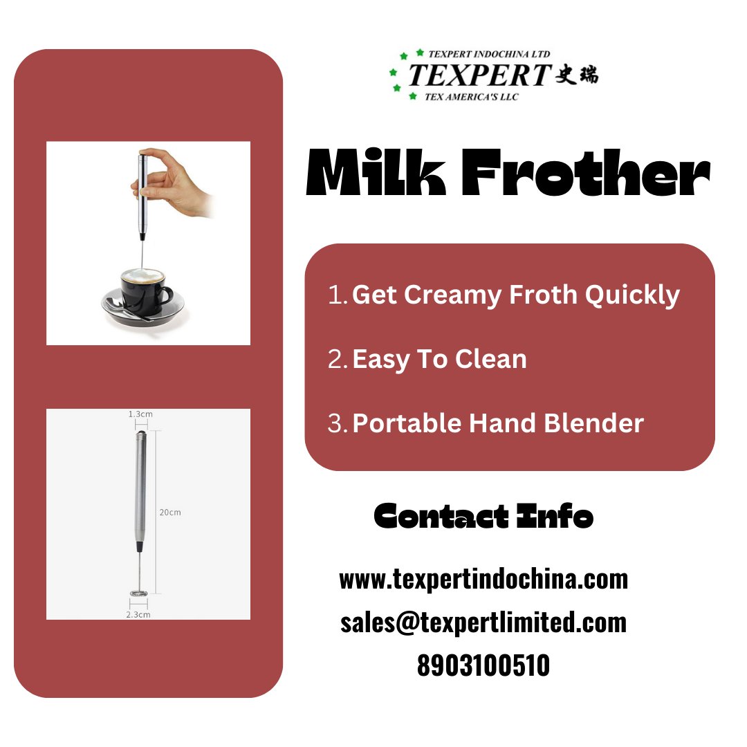 Texpert_Officia's tweet image. Get Creamy Froth Quickly with our Milk Frother.
Visit us: texpertindochina.com/view.php?id=25…

#MilkFrother #Frother #handblender #portablehandblender #froth #frothing #forthmachine #Texpert #Texpertindochina #machinemanufacturercompaniesinchennai #ecommerce #B2B