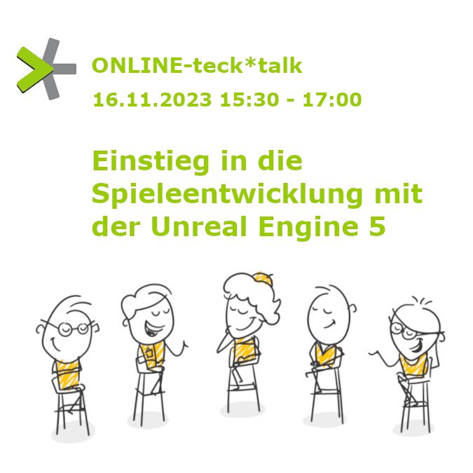 Unser nächster #tecktalk dreht sich um den Einstieg in die #Spieleentwicklung mit der #UnrealEngine5. Es war noch nie so einfach, deine Ideen in Spiele zu verwandeln! Sei dabei und lerne, wie du dein eigenes Spiel mithilfe der Blueprints erstellen kannst: eckcellent-it.de/veranstaltunge…