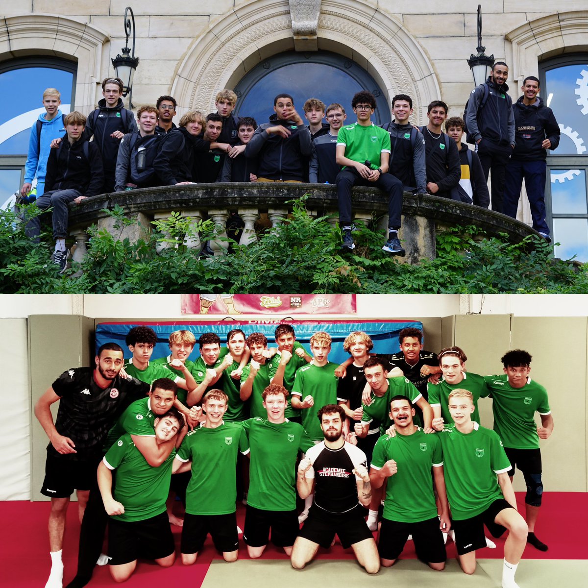 CiteSco_JMBF's tweet photo. Stage de cohésion pour notre #SectionHand pendant les vacances : entraînements, initiation aux arts martiaux, visite du musée d’art et d’industrie, laser game… un programme riche et varié pour réussir une belle saison ! 👏👏👏@academielyon https://t.co/LqdvqmEwxK