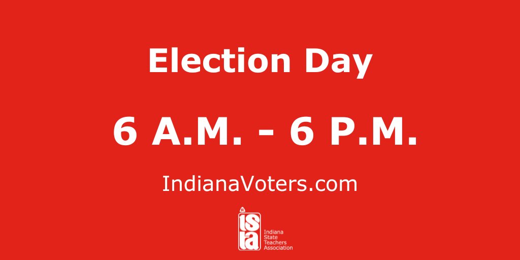 ISTAmembers's tweet photo. It's Election Day, Hoosiers! 🗳️

Polls are open until 6 p.m. local time. Find your polling place and other voting info at https://t.co/7kXc3878Fo. https://t.co/4Bd1psZF6v