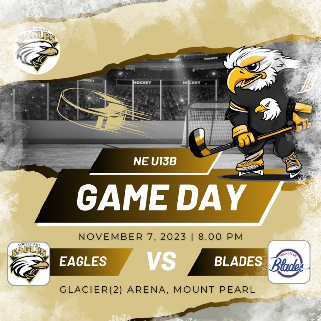 ITS GAME DAY!!!!!
Tonight we take on the <a href="/BladesU13B/">U13B Mount Pearl Blades</a> at 8 PM in Mount Pearl. LETS GO EAGLES!!!! <a href="/ne_eagles/">Northeast Eagles</a>