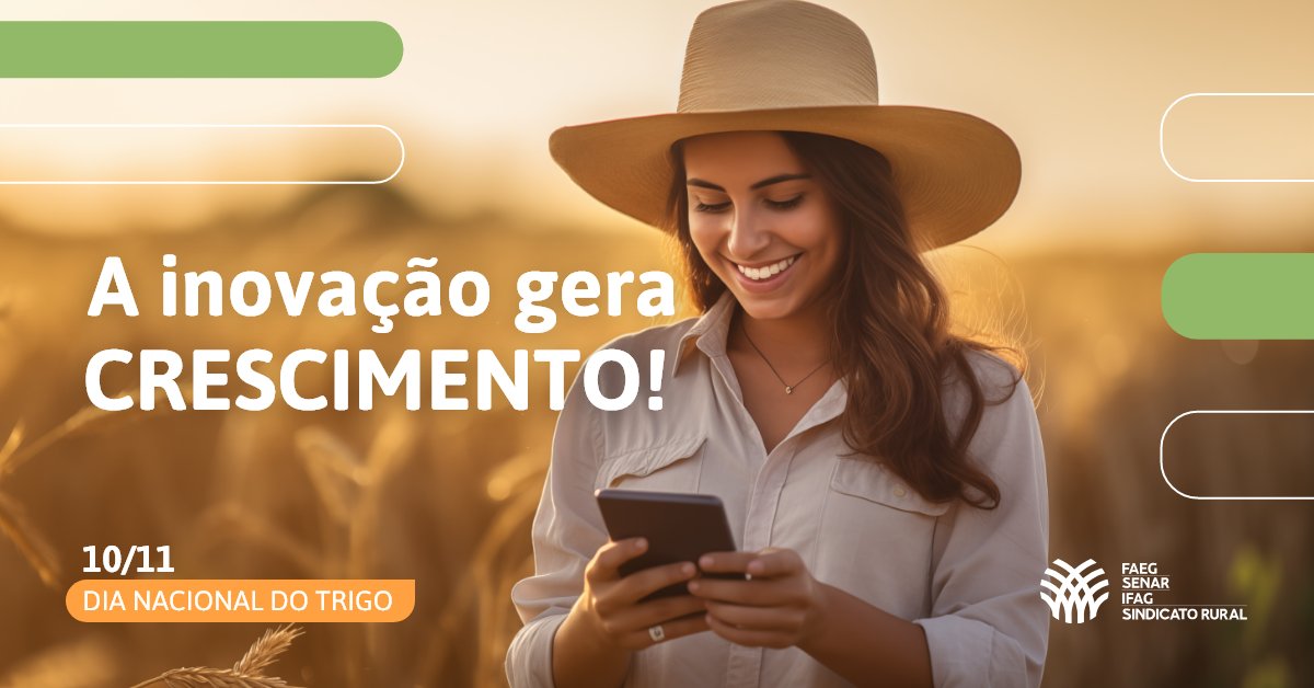 SistemaFaeg's tweet photo. Inovar para crescer. Essa frase parece clichê, mas é verdadeira. Através da inovação que a produção de trigo em Goiás cresceu em 2023. E a mecanização agrícola é uma das principais formas de garantir uma produção mais eficiente e sustentável. Saiba mais em https://t.co/okNN3l82cX https://t.co/ZR8SBbEt1R