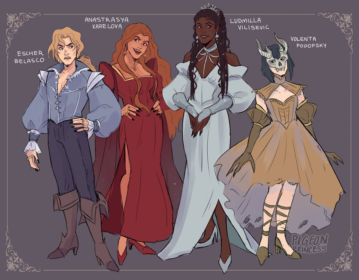 _PigeonPrincess's tweet photo. The consorts of Strahd🦇🩸 10/10 would have dinner with these vampires again! #curseofstrahd #dnd #dndart https://t.co/koRq9pZjlW