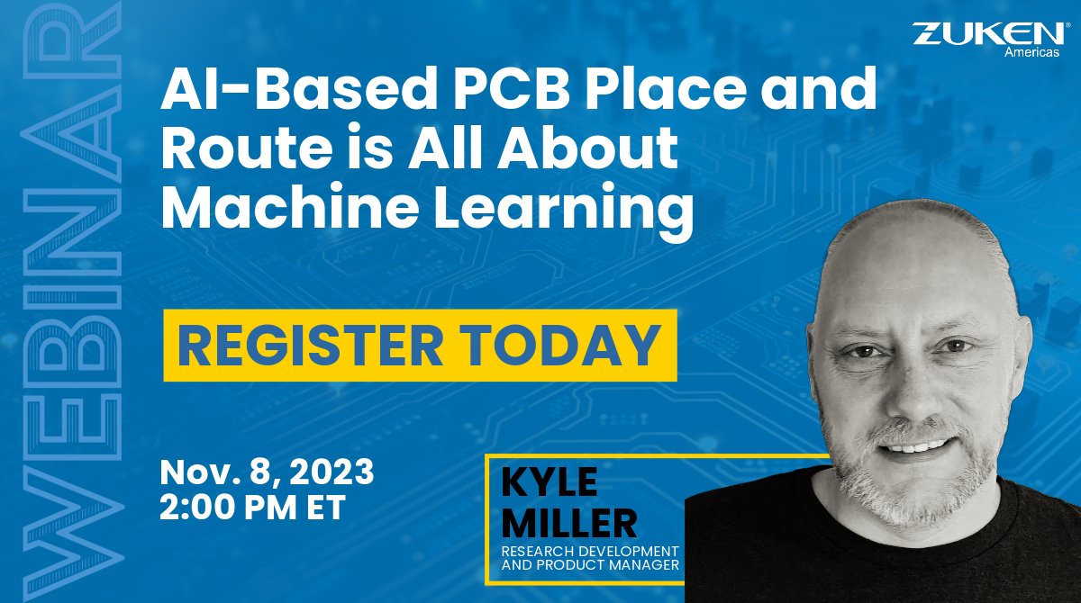 ZukenAmericas's tweet image. Last call! Join us #tomorrow, Nov 8th, 2PM ET for a deep dive into PCB design's future with Dr. Kyle Miller, Zuken's AI expert. Discover the benefits of AI and the amazing user experience with our industry-first AIPR. Register HERE! 👉 bit.ly/3MyR7M5

#AIPR #PCBDesign