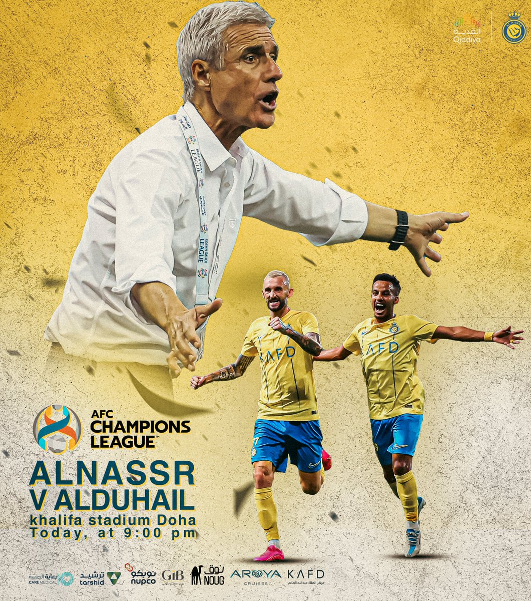 AlNassrFC's tweet photo. الليـلة يظهـر العالمـي في قطـر 🤩

🆚 | ⁧#النصر_الدحيل
⏱️ | الساعة التاسعة مساءً
🏟️ | استاد خليفة الدولي في الدوحة

بالتوفيق للعالمي 💛 https://t.co/ohklUX9HCV