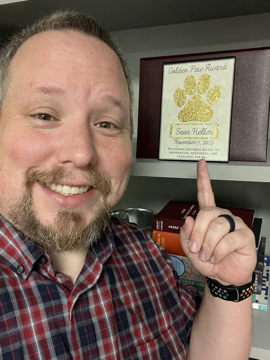 Today I was honored with the Golden Paw Award here at CRHS. I am so lucky to be here and feel incredibly supported. #cpoe #katylibraries #librariesmatter