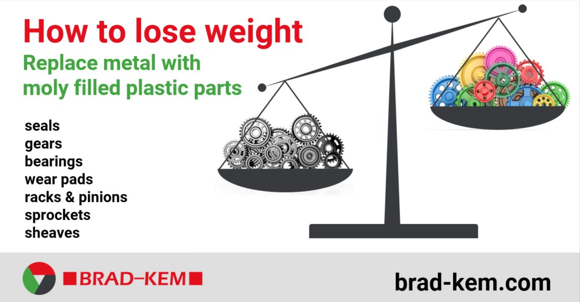 Moly can help you to lose weight!
#Industrial_Equipment manufacturers can reduce the weight of their products by replacing metal with #moly filled plastic parts.

brad-kem.com/moly-filler-fo…

#molybdenum #disulphide
#gears #bearings #injectionmoulding #plastics #Industrial