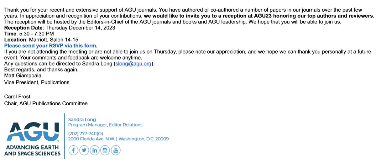 B_Ghanbarian's tweet photo. I'm honored to be invited to a reception at AGU23 honoring top authors and reviewers. 📚 I would like to express my heartfelt gratitude to the American Geophysical Union for organizing this special event and recognizing the hard work and dedication of the individuals.📷#AGU23 https://t.co/Su83kN1tVV