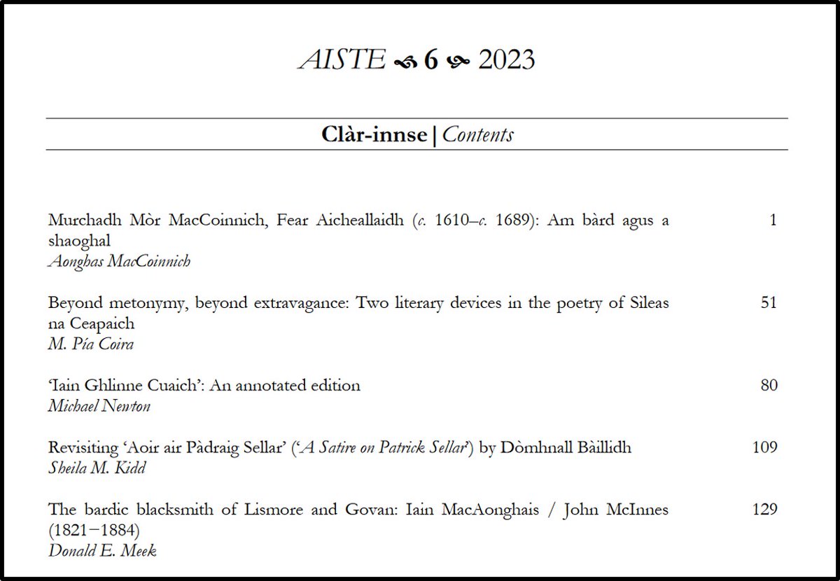 Air ar dòigh innse dhuibh gum faighear an t-iom-leabhar ùr den iris Aiste  <a href="/aiste_iris/">AISTE</a> [Aiste 6 2023] air loidhne a-nise! // Delighted to announce that the new volume of the journal Aiste [Aiste 6 2023] is now available to view online clog.glasgow.ac.uk/ojs/index.php/…