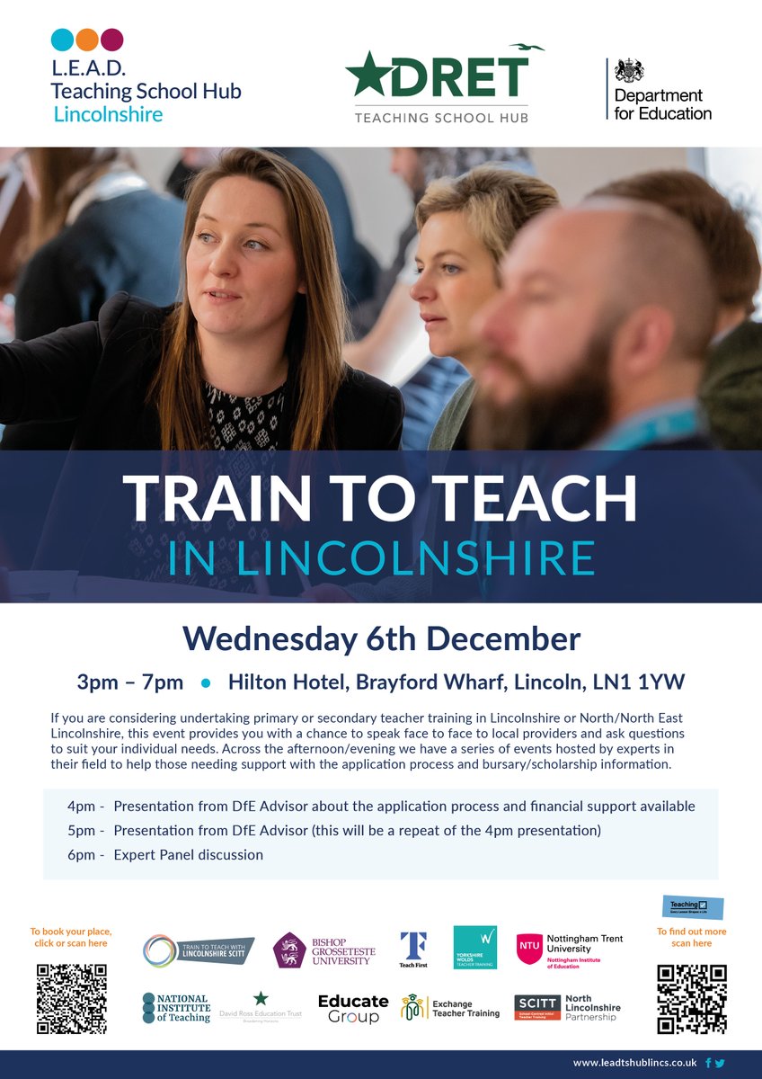 📣 #GetIntoTeaching Event!

Come and join us to find out more about a career in teaching.

🖱️ Book here: tinyurl.com/2tsks4hj

<a href="/DRETnews/">David Ross Education Trust</a> <a href="/LEADTSHub/">L.E.A.D. Professional Development</a> #TrainToTeach #GetIntoTeaching