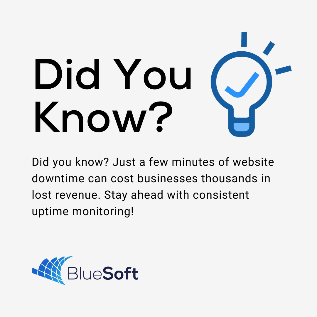 🚨 Did you know? Just a few minutes of website downtime can cost businesses thousands in lost revenue. Stay ahead with consistent uptime monitoring! 💼🔍 #WebsiteHealth #UptimeMatters
