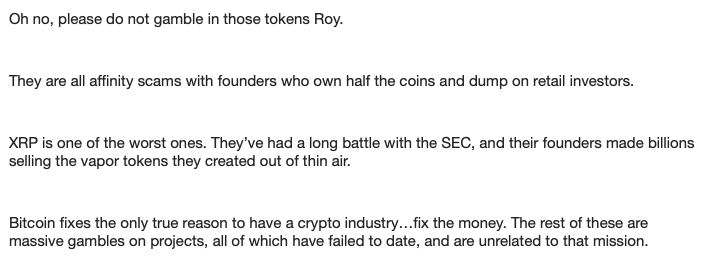 NickDPayton's tweet image. We're at that point in the cycle where retail investors are starting to wonder if they should get involved in "crypto"

Subject: What can you tell me about XRP and should I buy some??

Please protect your friends. #BitcoinNotCrypto