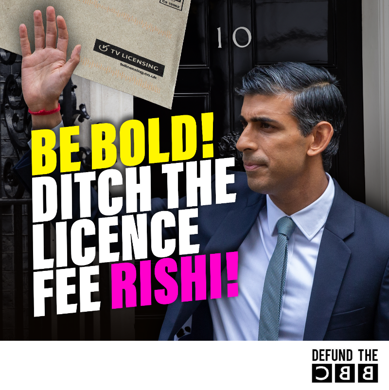 DefundBBC's tweet photo. Sunak has promised to "modernise" the BBC, as part of new legislation announced in the King's speech.

Another Tory PM failing to deliver what the people want. If he wants to win the next election Rishi should commit to scrapping the licence fee once and for all! #DefundTheBBC