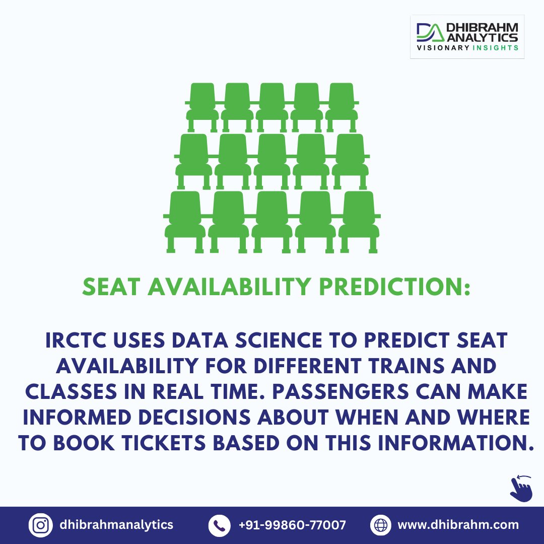 dhibrahm's tweet image. How Irctc Uses data science to predict seat availability

 #machinelearningprojects #datascienceprojects #googlecloud #dhibrahmanalytics #IRCTC