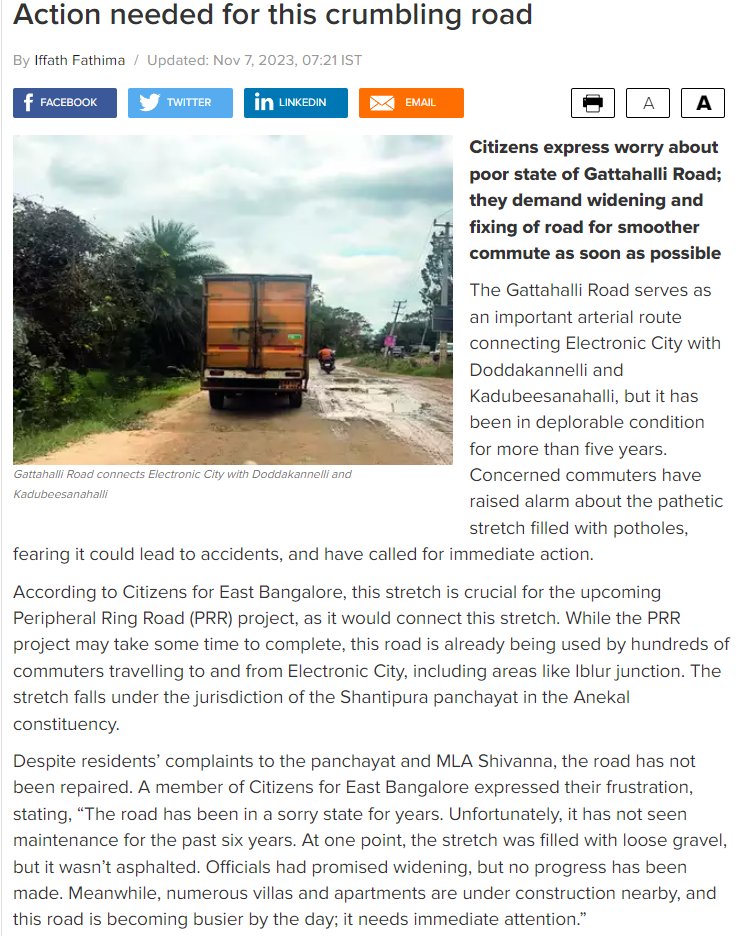 Citizens Movement, East Bengaluru (@east_bengaluru) on Twitter photo Thank you, <a href="/BangaloreMirror/">Bangalore Mirror</a> and <a href="/iffathfathima6/">iffathfathima6</a>, for reporting this perennial problem in South-East Bengaluru. <a href="/osd_cmkarnataka/">Office of the OSD to CM Karnataka</a>, <a href="/siddaramaiah/">Siddaramaiah</a>, <a href="/DKShivakumar/">DK Shivakumar</a>, <a href="/DKSureshINC/">DK Suresh</a> sirs, you can't ignore the significance of Gattahalli road for much longer. In fact, now is the right time Thank you, <a href="/BangaloreMirror/">Bangalore Mirror</a> and <a href="/iffathfathima6/">iffathfathima6</a>, for reporting this perennial problem in South-East Bengaluru. <a href="/osd_cmkarnataka/">Office of the OSD to CM Karnataka</a>, <a href="/siddaramaiah/">Siddaramaiah</a>, <a href="/DKShivakumar/">DK Shivakumar</a>, <a href="/DKSureshINC/">DK Suresh</a> sirs, you can't ignore the significance of Gattahalli road for much longer. In fact, now is the right time