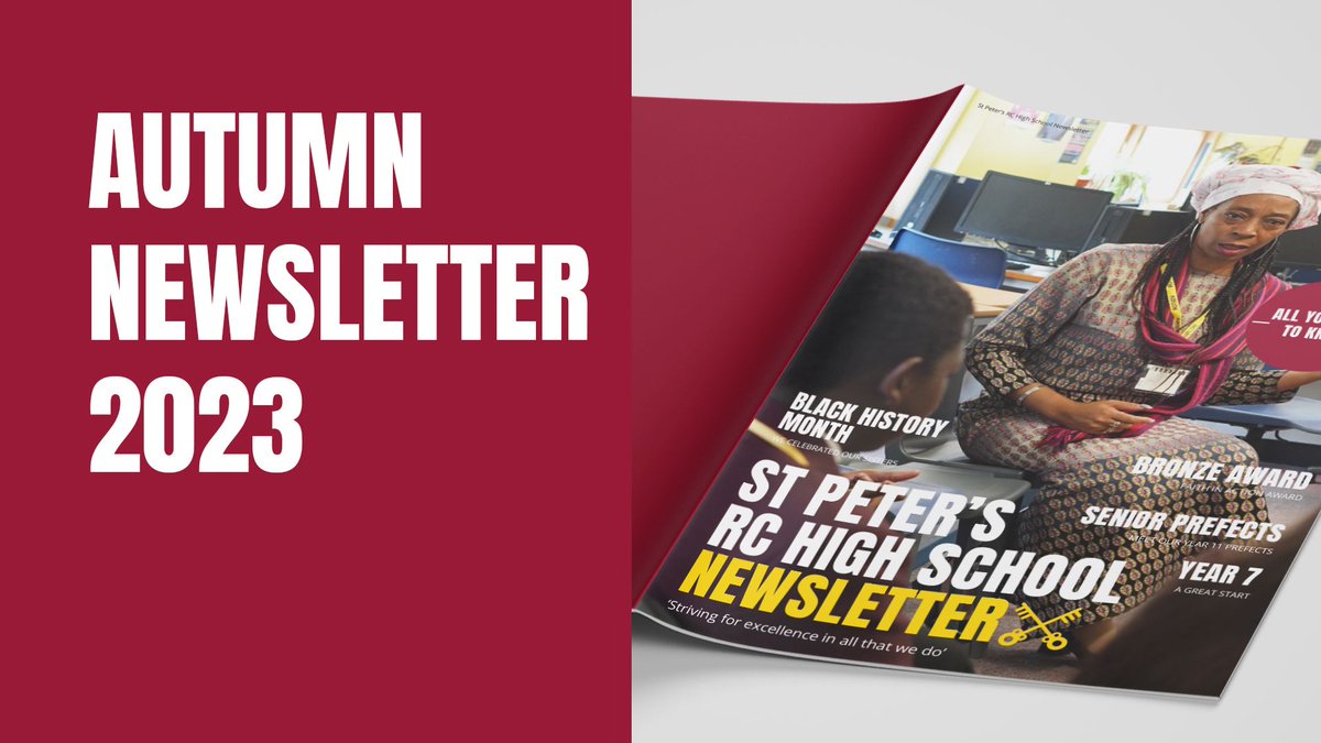 StPetersUK's tweet photo. Stay up to date with the latest news at St Peter's High School by checking out our newest newsletter on the school's website. https://t.co/yQp40B3ikp
Don't forget to follow us on social media for regular updates. #schoolnews #autumnupdates #stpetersuk https://t.co/91i0Vjb9hj