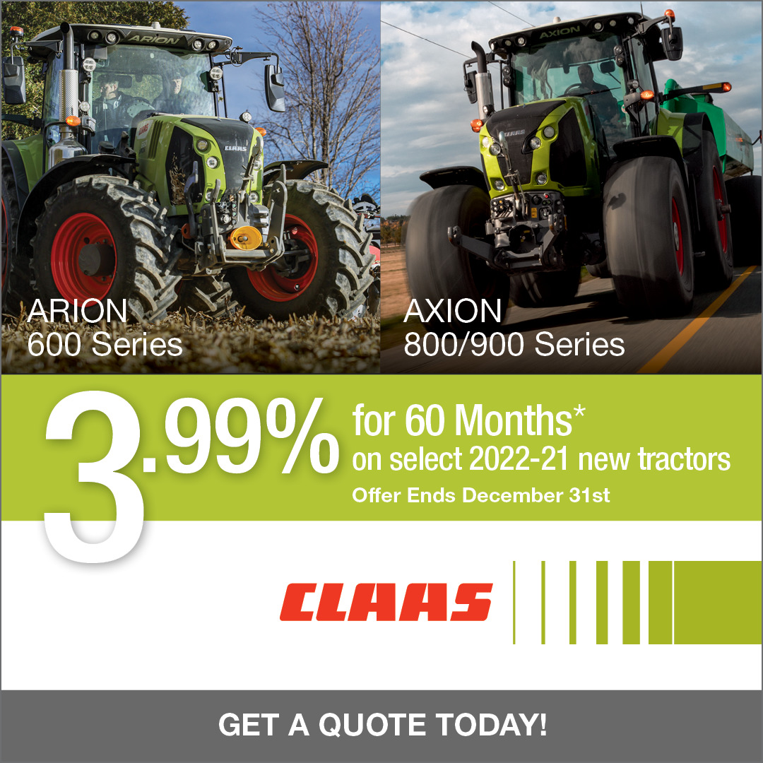 CLAAS Tractor Savings Alert!
Arnold's Of Kimball wants to make your farming operation easier  with an exceptional finance offer! Secure low 3.99% financing for new ARION and AXION 2022-21 select tractor models. 

Act now! Get a quote online today tinyurl.com/TractorSav...