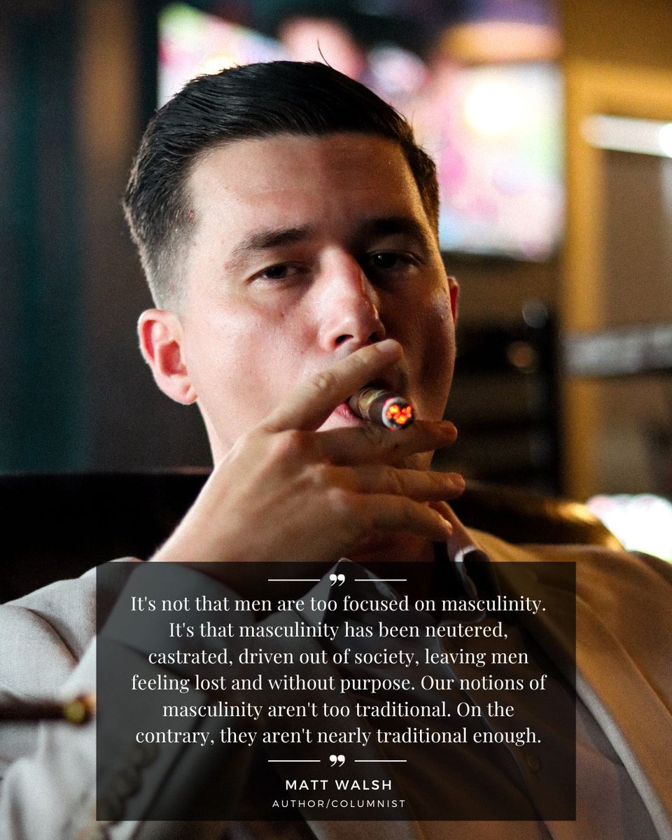 ManlyCigarCo's tweet photo. The very wise @mattwalshblog said it best.
• 
• 
#MakeMenManlyAgain #RollingTheTruth #BeManly #SmokeManly #cigar #luxury #cigar #cigars #cigarlife #cigaraficionado #cigarsociety #cigaroftheday #cigarlover#masculinity #men #masculine #manhood #man #masculineenergy #manliness https://t.co/GQt3WAXRId