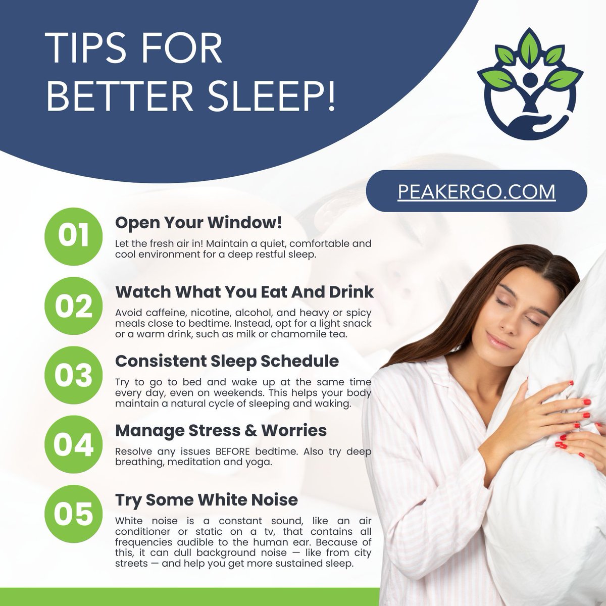 Try these helpful tips to help you sleep at night!
peakergo.com/resources/slee… 
#sleeptime #restfulsleep #bettersleeptips