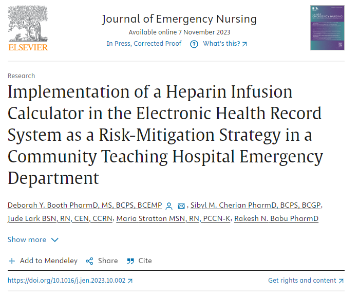 Safe medication administration especially with high-risk medications should have plans and strategies for risk mitigation. Much like this embedded calculator in our EHR. #MedicationSafety

Article Link: authors.elsevier.com/a/1i2e5MZDXM3IO

<a href="/JEmergNurs/">The Journal of Emergency Nursing</a> <a href="/RakeshNBabu/">Rakesh Babu</a>