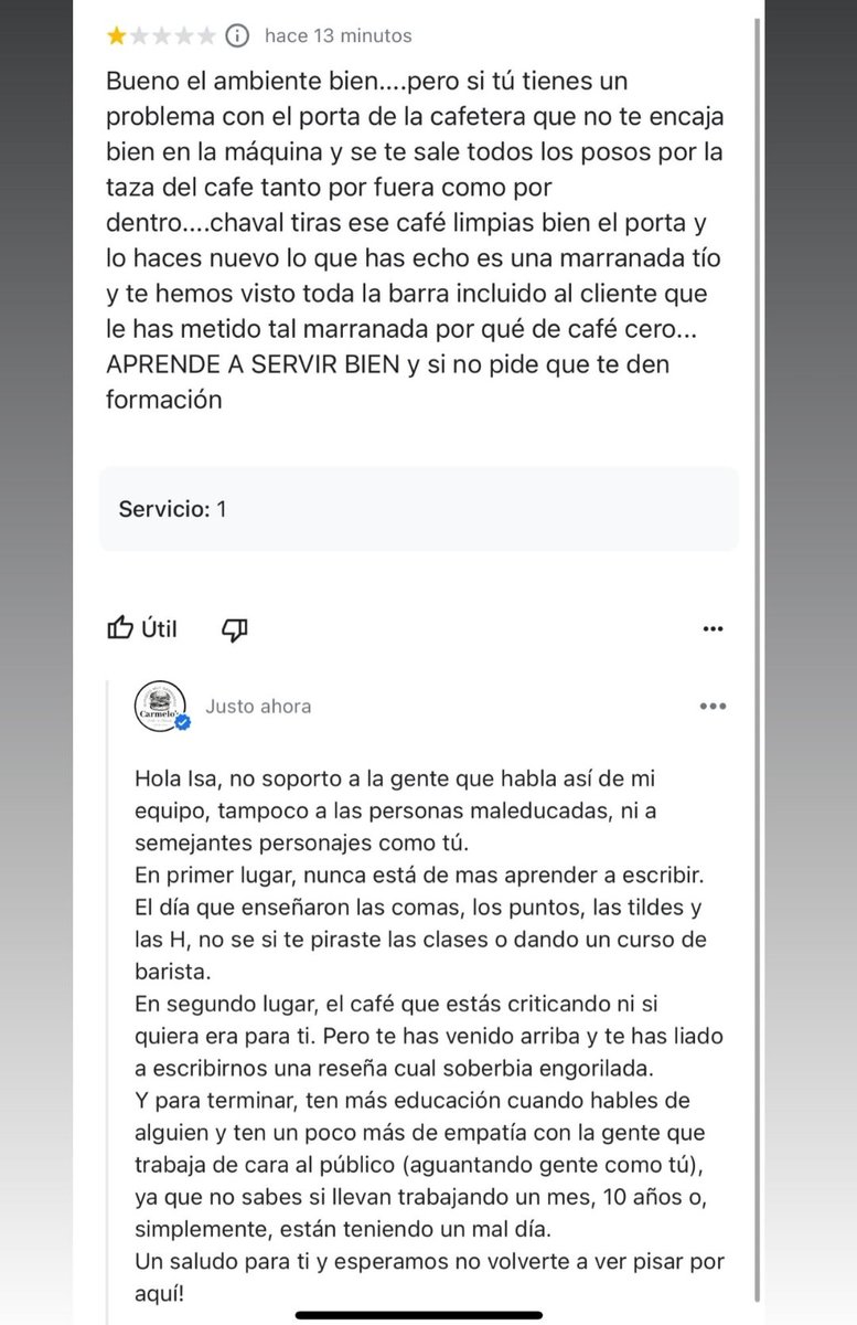 soycamarero's tweet photo. Nadie nace enseñado y todos cometemos errores ¿Qué opináis sobre la respuesta? https://t.co/hoKlUBzXTe