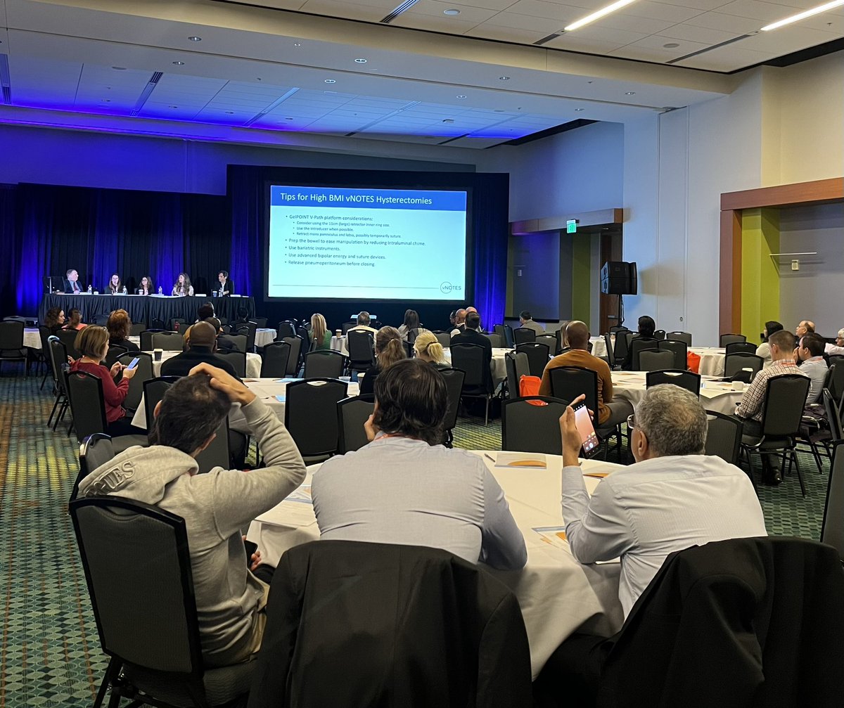 A great discussion! Thanks to Drs. Jan Baekelandt, <a href="/AshaBhalwal/">Asha Bhalwal,MD</a>, Brandi Hardin, <a href="/1Grovermay/">GEMay</a>, &amp; Erica Stockwell for an excellent conversation about how #vNOTES is expanding vaginal surgery and improving outcomes in their patients.  #AAGL23