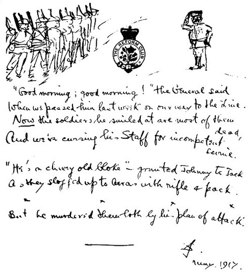 #Day11 #Museums30 #Handwriting Siegfried Sassoon's manuscript of ‘The General’, written on stationery from the Reform Club in London and dated May 1917.