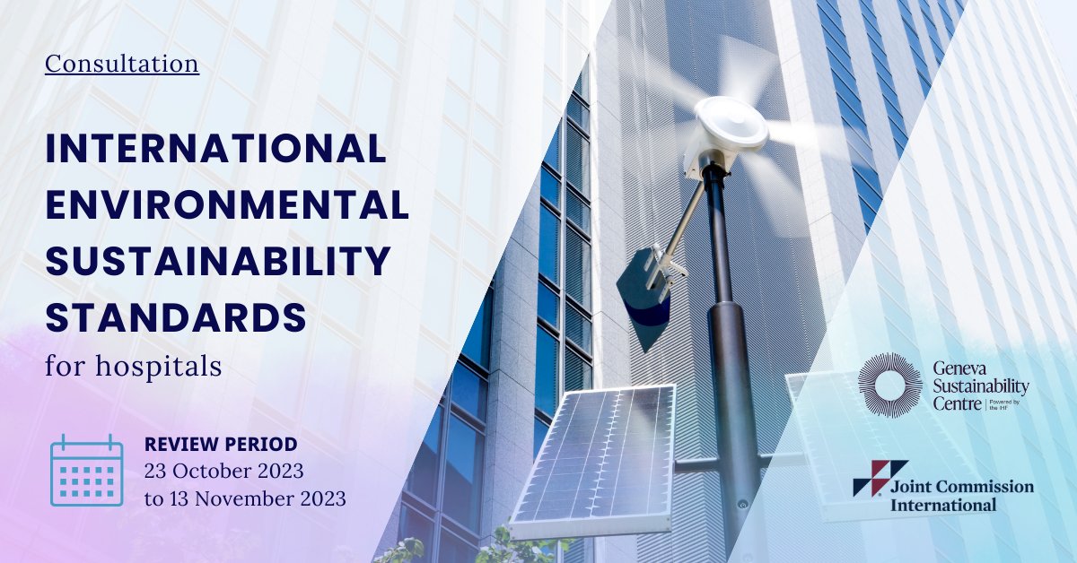 ⏰The deadline for feedback on the JCI international environmental #SustainabilityStandards for hospitals is coming soon: 13 November.

Share your comments on how they can enable your organization's strategy for #SustainableHospitals.

👉ow.ly/ukwF50Q50uY