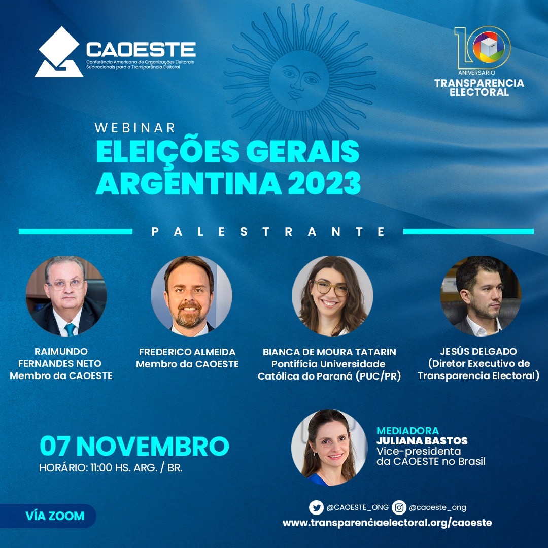 CAOESTE_ONG's tweet photo. 📣🗳️🇦🇷 O webinar 𝐄𝐥𝐞𝐢𝐜̧𝐨̃𝐞𝐬 𝐆𝐞𝐫𝐚𝐢𝐬 𝐀𝐫𝐠𝐞𝐧𝐭𝐢𝐧𝐚𝐬 𝟐𝟎𝟐𝟑 já começou!
Cadastre-se em https://t.co/QrAyfzAjeH e você receberá o link de entrada por e-mail https://t.co/V11U5FHYf9